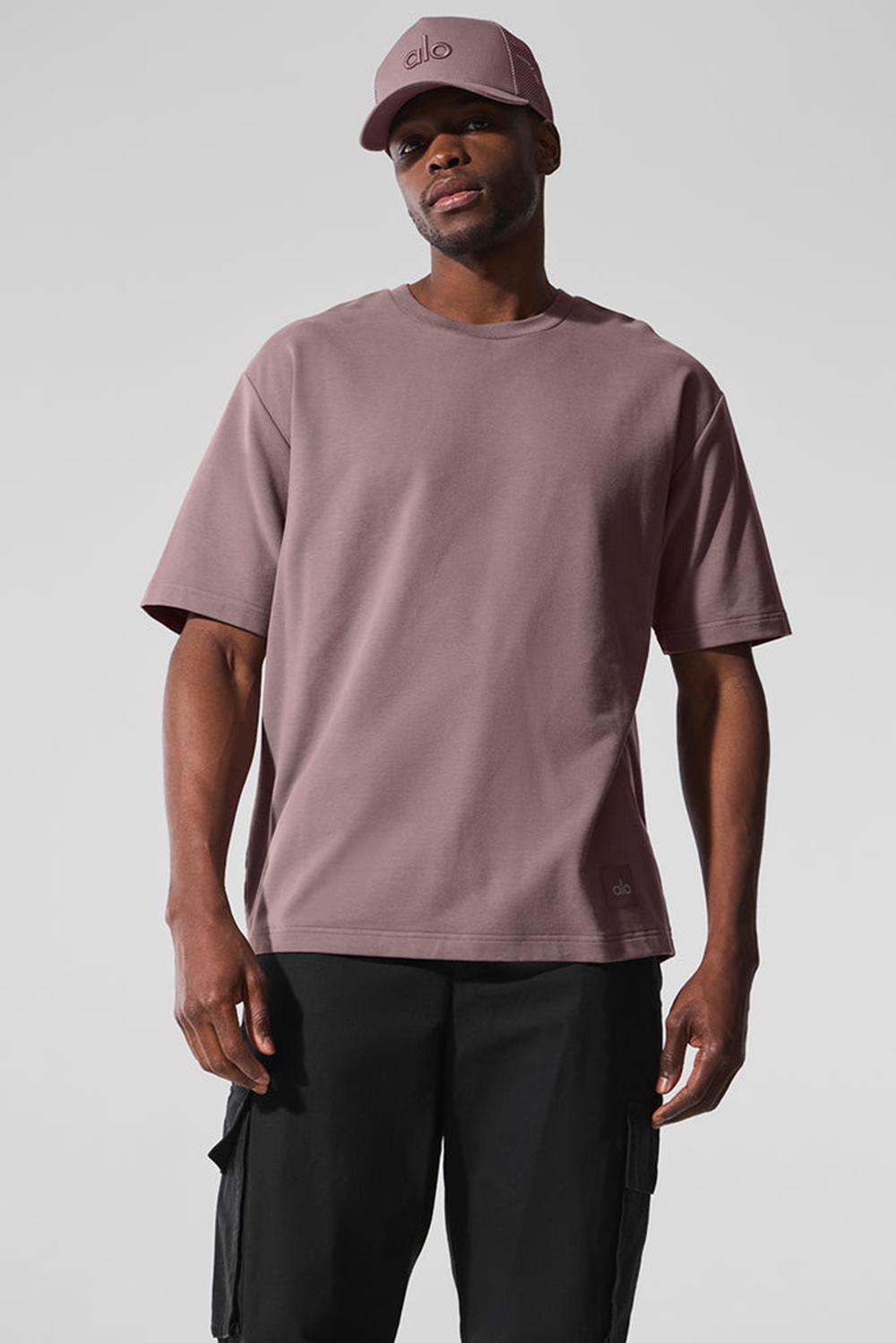 Alo Yoga Double Take Miesten Short Sleeve Mushroom | Suomi  2865-COWGD