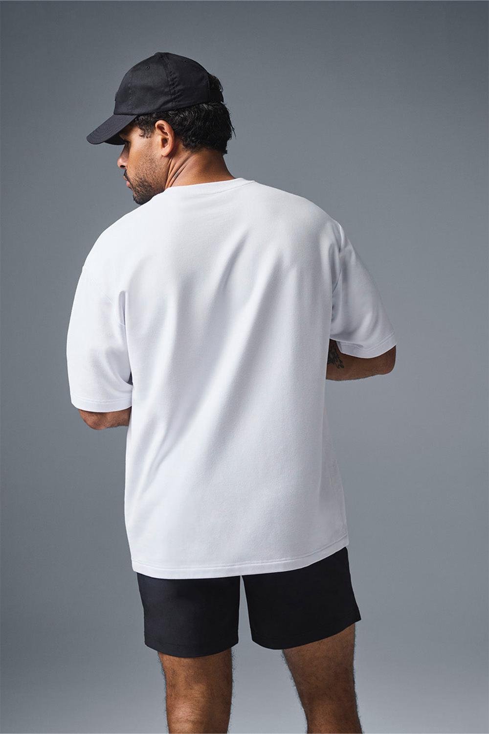 Alo Yoga Double Take Miesten Short Sleeve Valkoinen | Suomi  0316-ZLOUB
