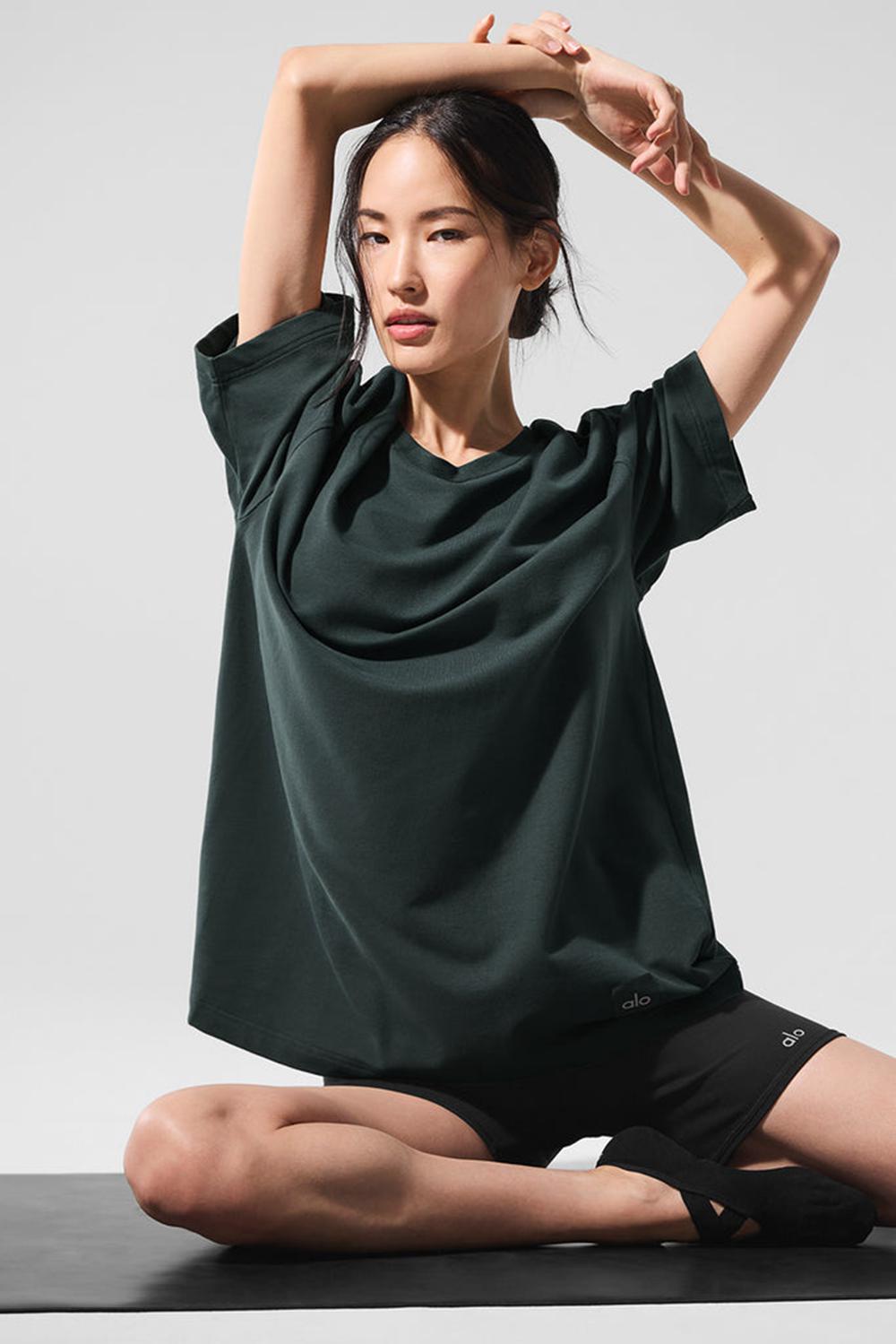 Alo Yoga Double Take Naisten Short Sleeve Vihreä | Suomi  6524-BNMWX