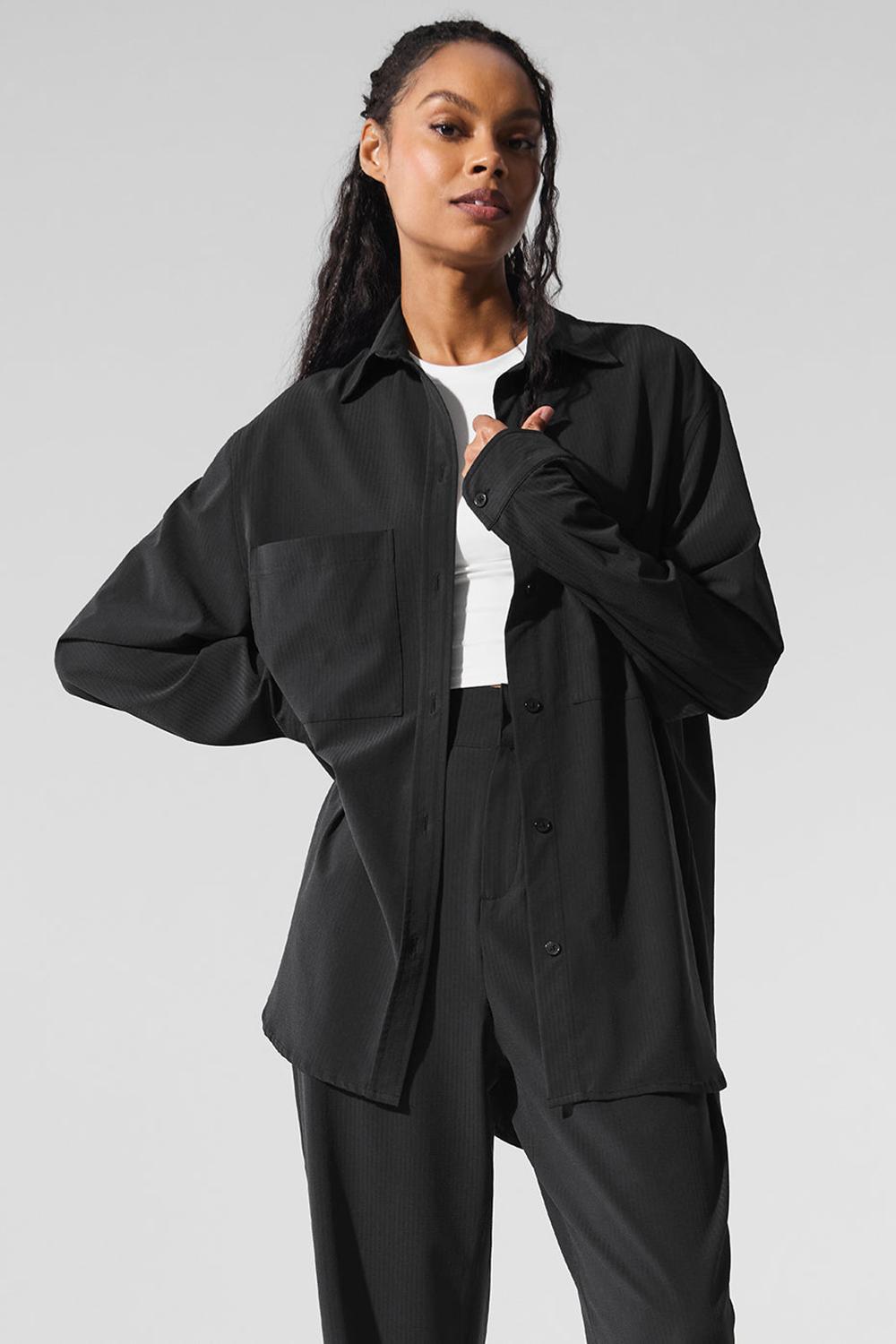 Alo Yoga Dreamscape Button Down Naisten Pitkähihainen Mustat | Suomi  9423-IRPWK