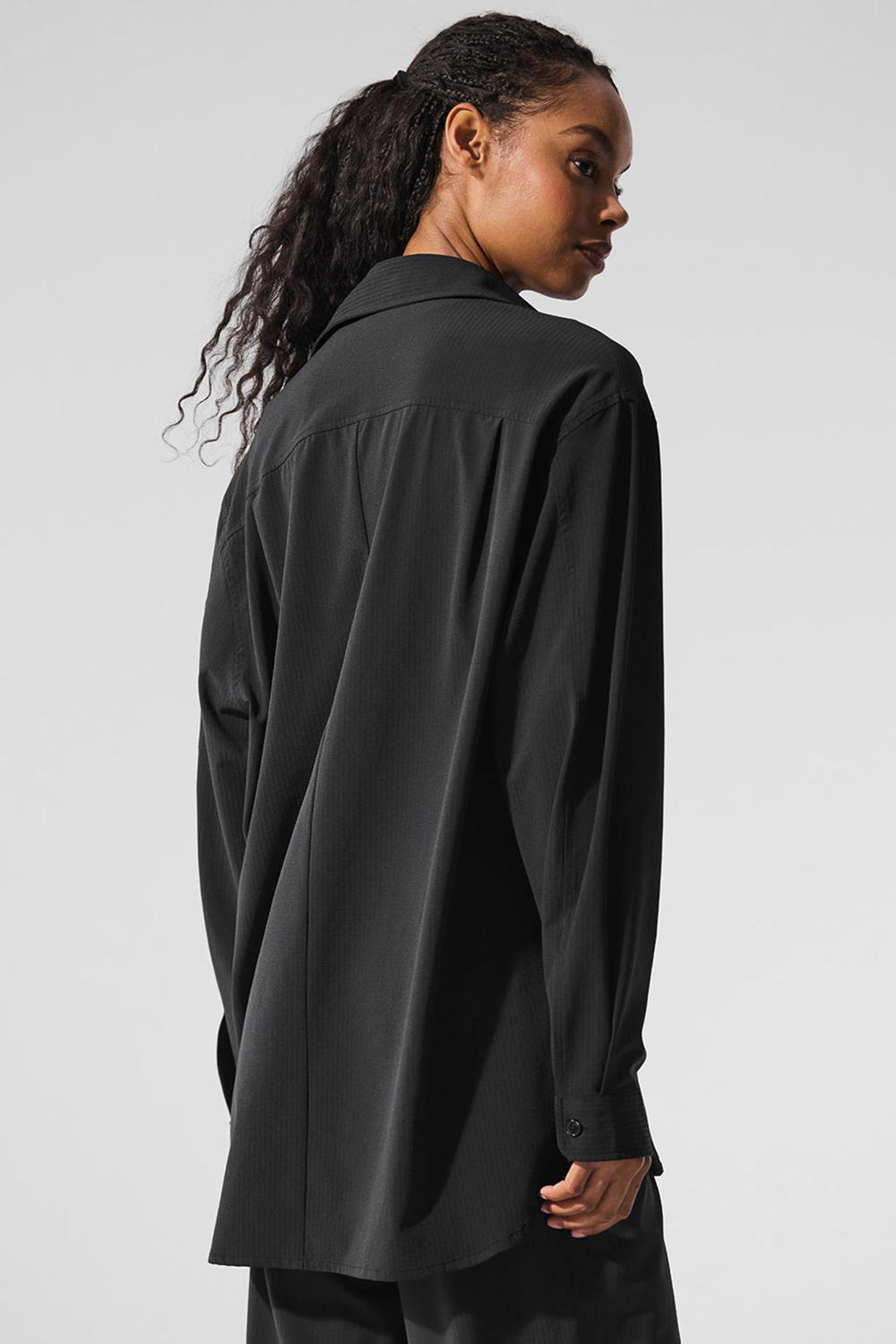Alo Yoga Dreamscape Button Down Naisten Pitkähihainen Mustat | Suomi  9423-IRPWK