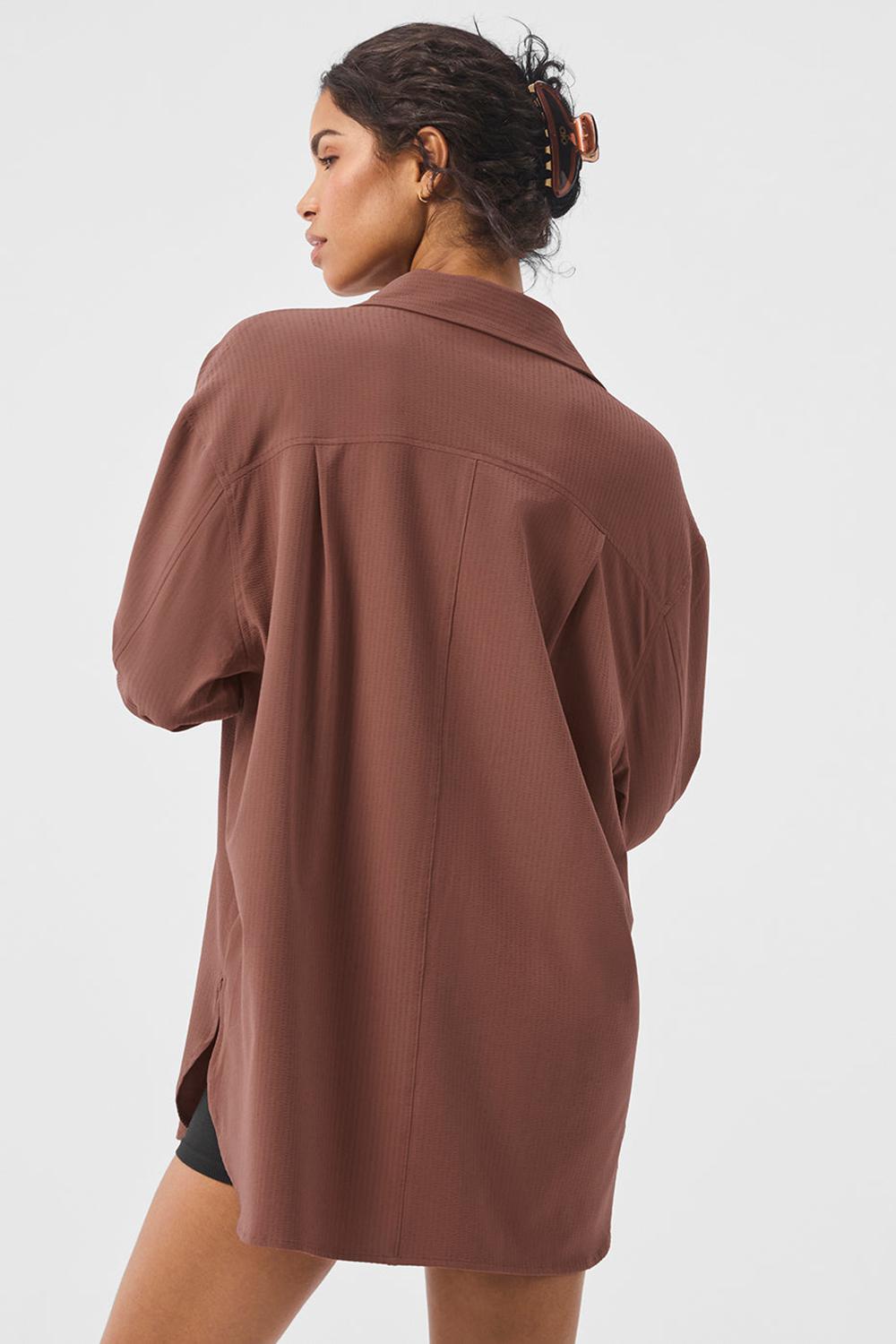 Alo Yoga Dreamscape Button Down Naisten Pitkähihainen Chestnut | Suomi  5619-RVTMD