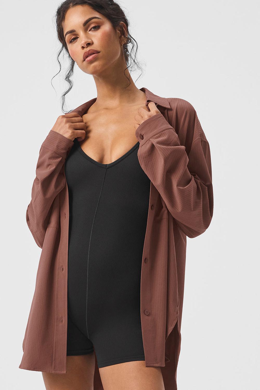 Alo Yoga Dreamscape Button Down Naisten Pitkähihainen Chestnut | Suomi  5619-RVTMD