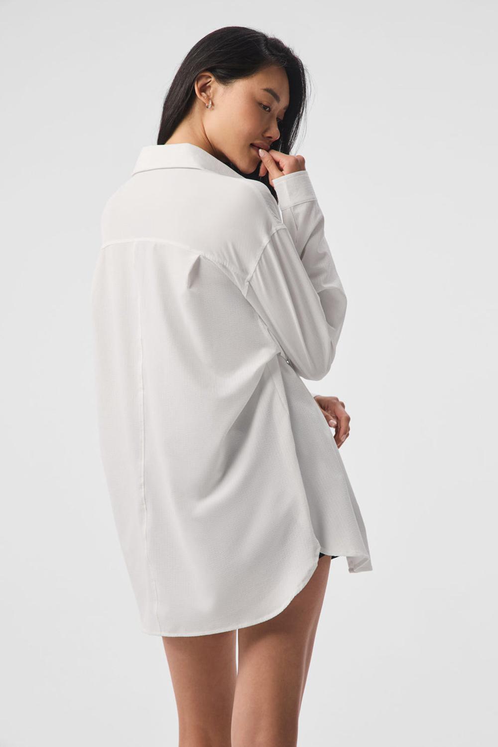 Alo Yoga Dreamscape Button Down Naisten Pitkähihainen Valkoinen | Suomi  9540-WSUQT