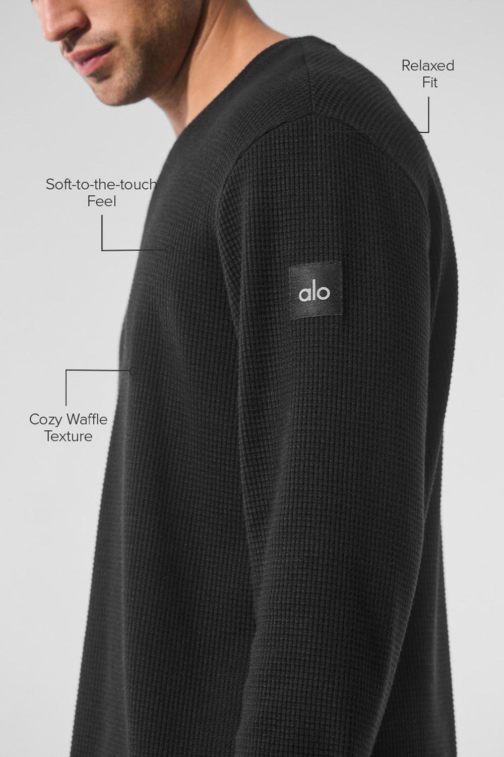 Alo Yoga Elevate Waffle Crew Miesten Pitkähihainen Mustat | Suomi  2540-NZWTS