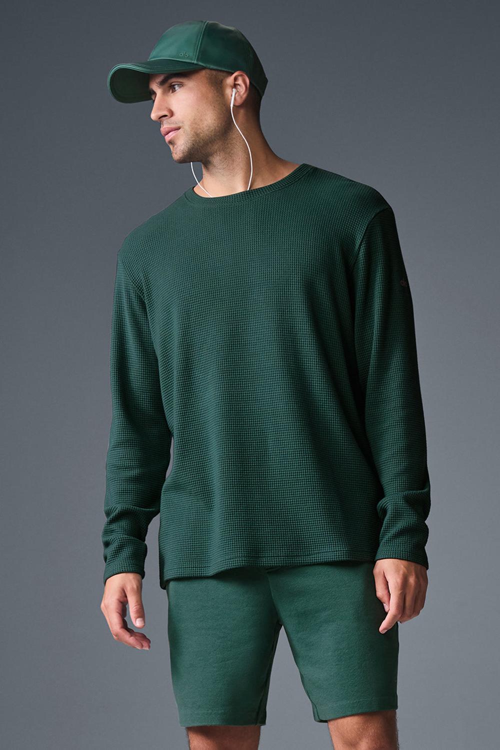 Alo Yoga Elevate Waffle Crew Miesten Pitkähihainen Winter Ivy | Suomi  1267-PNZFS