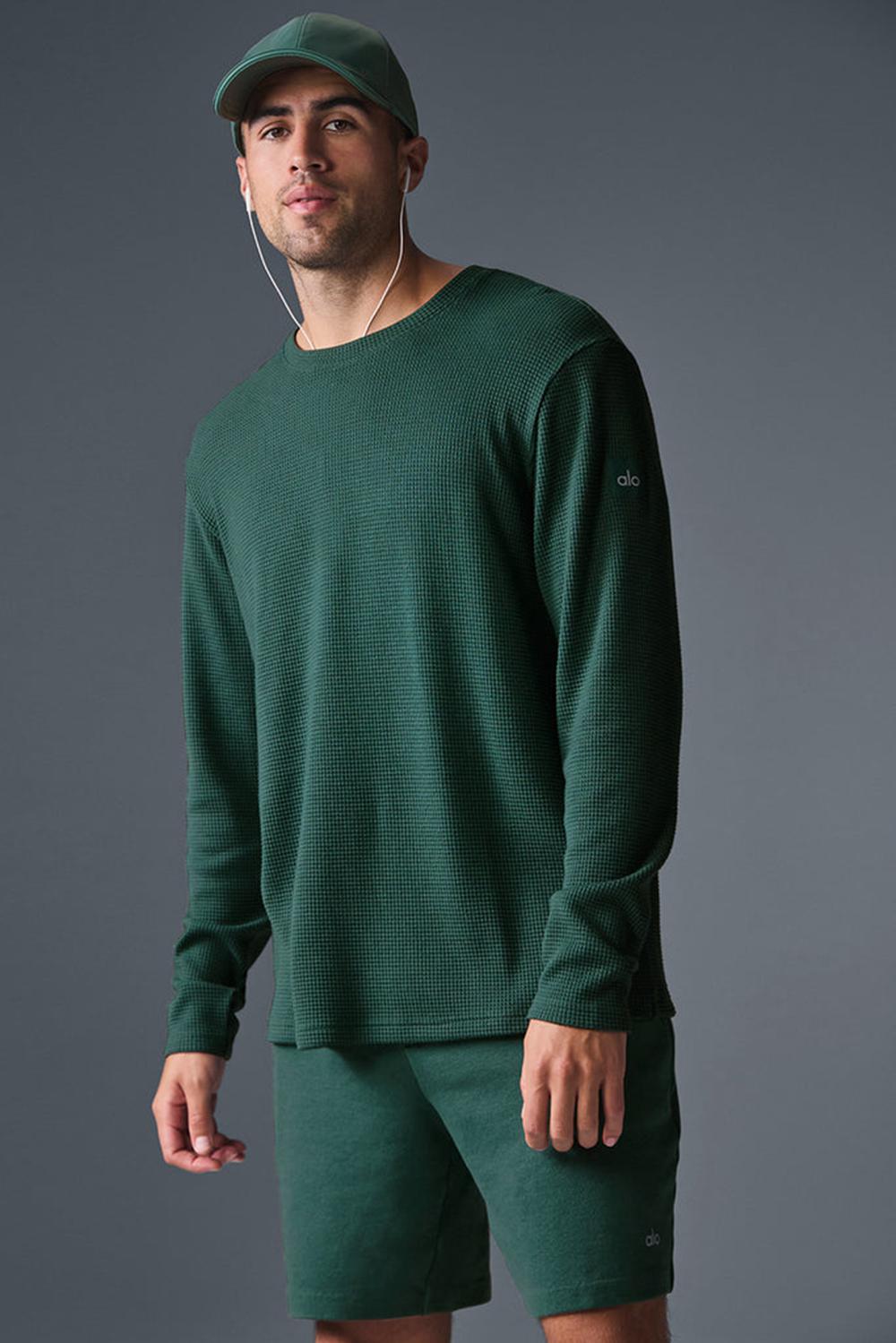 Alo Yoga Elevate Waffle Crew Miesten Pitkähihainen Winter Ivy | Suomi  1267-PNZFS