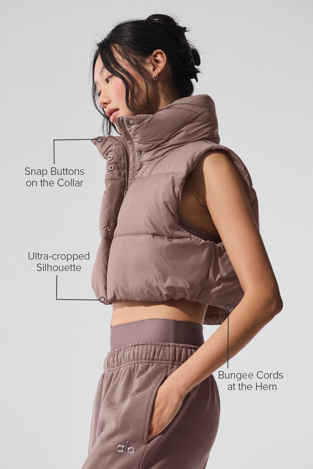 Alo Yoga Extreme Cropped Gold Rush Puffer Naisten Liivi Mushroom | Suomi  5620-RIMSE