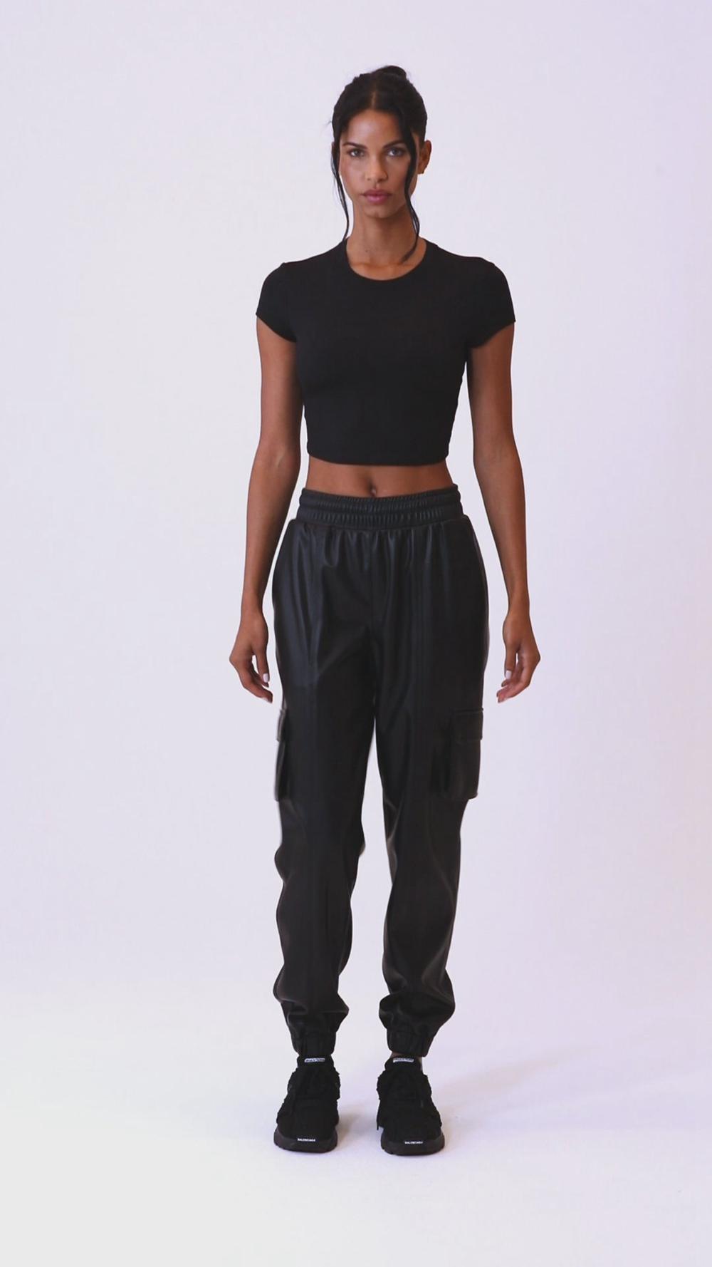 Alo Yoga Faux Leather Power Hour Naisten Jogger Housut Toasted Almond | Suomi  6257-DULWV