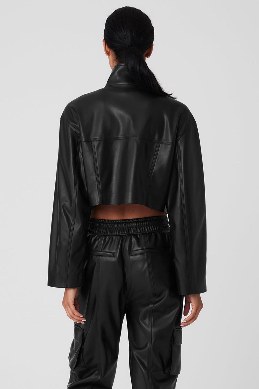 Alo Yoga Faux Leather Power Hour Naisten Takit Mustat | Suomi  3847-TPSWI