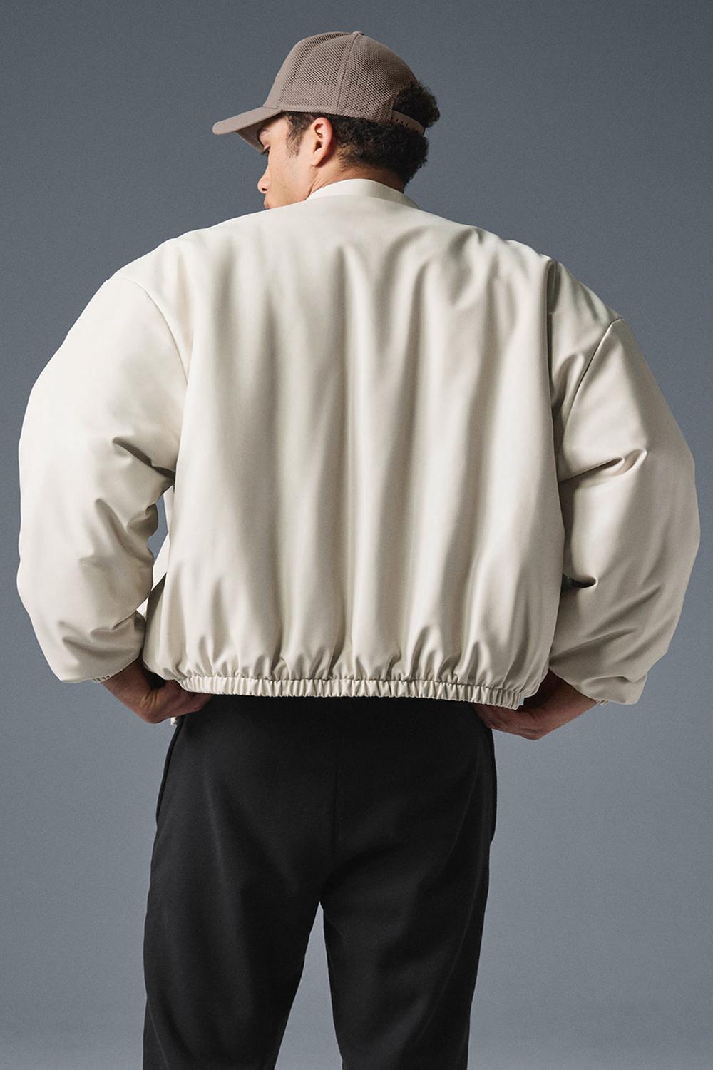 Alo Yoga Faux Leather Premier Miesten Bomber Takki Bone | Suomi  6485-BGHTM
