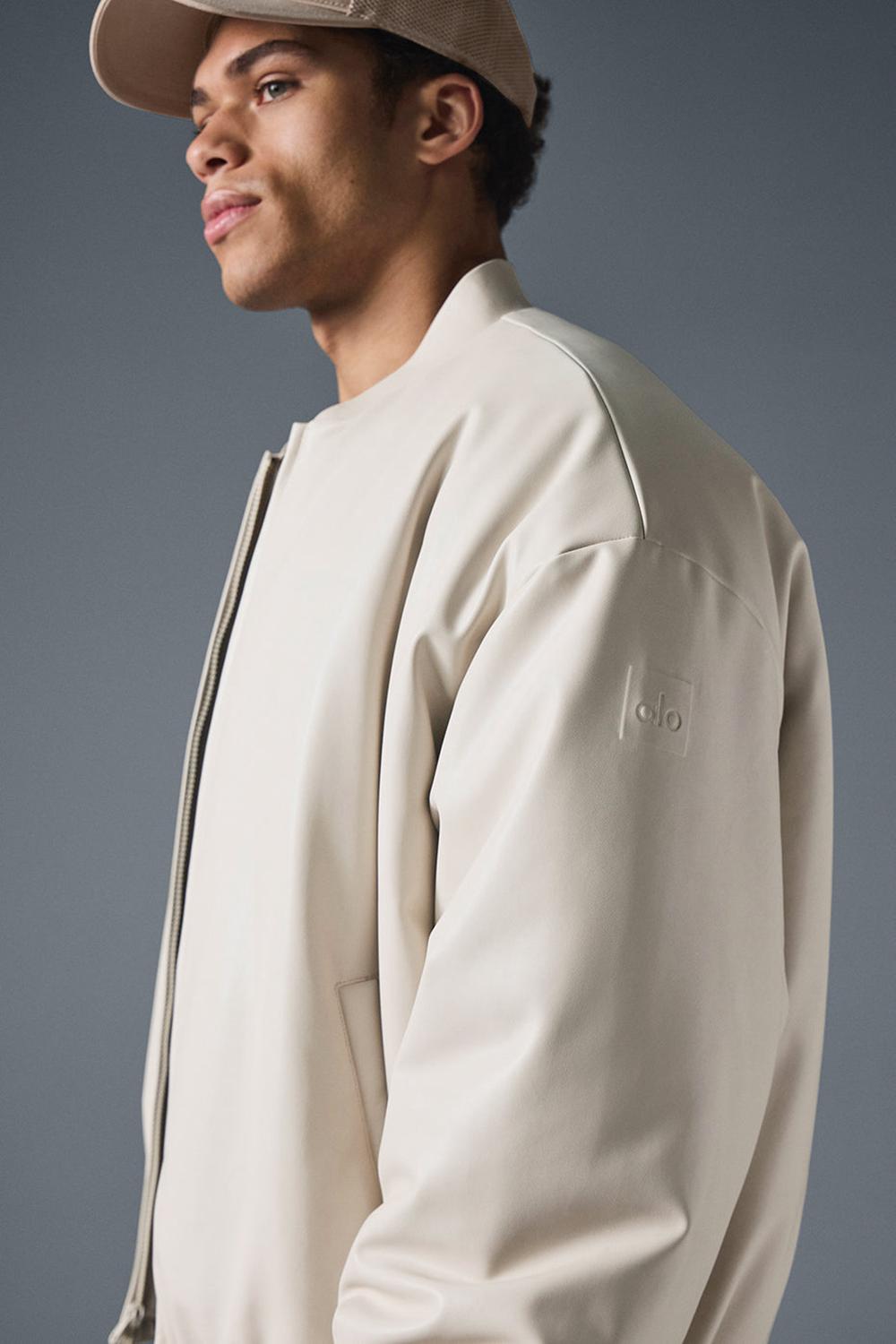 Alo Yoga Faux Leather Premier Miesten Bomber Takki Bone | Suomi  6485-BGHTM