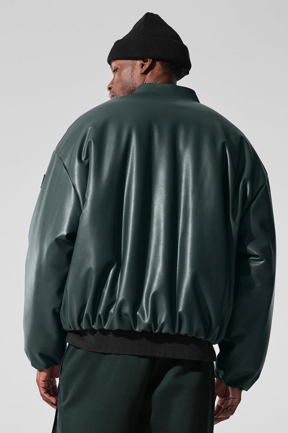 Alo Yoga Faux Leather Premier Miesten Bomber Takki Vihreä | Suomi  7405-PZKOD