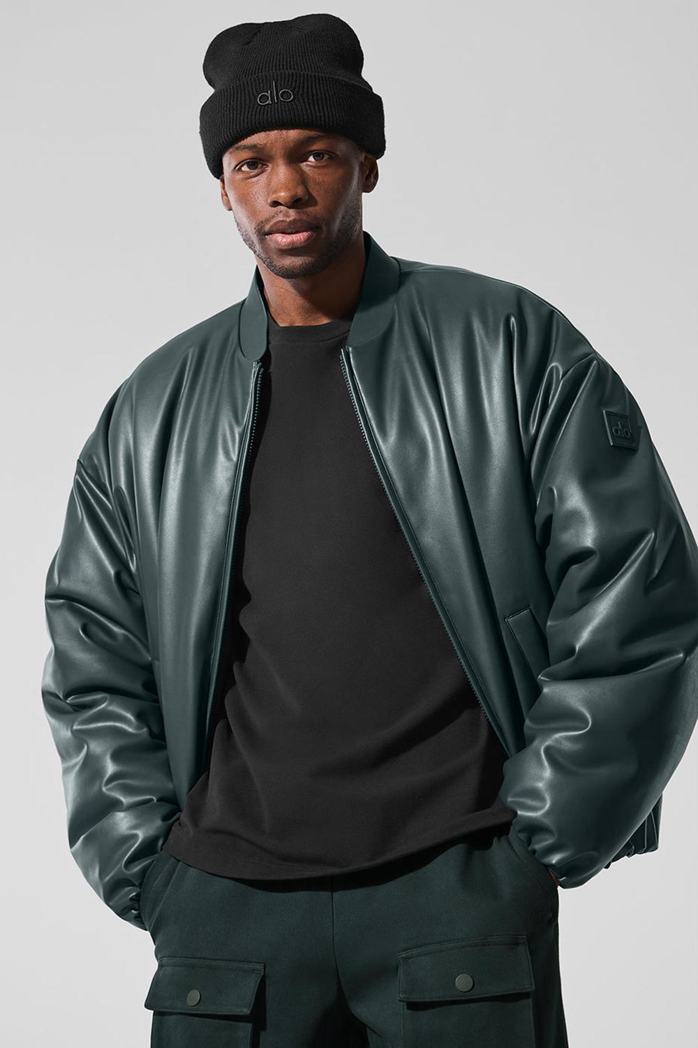 Alo Yoga Faux Leather Premier Miesten Bomber Takki Vihreä | Suomi  7405-PZKOD