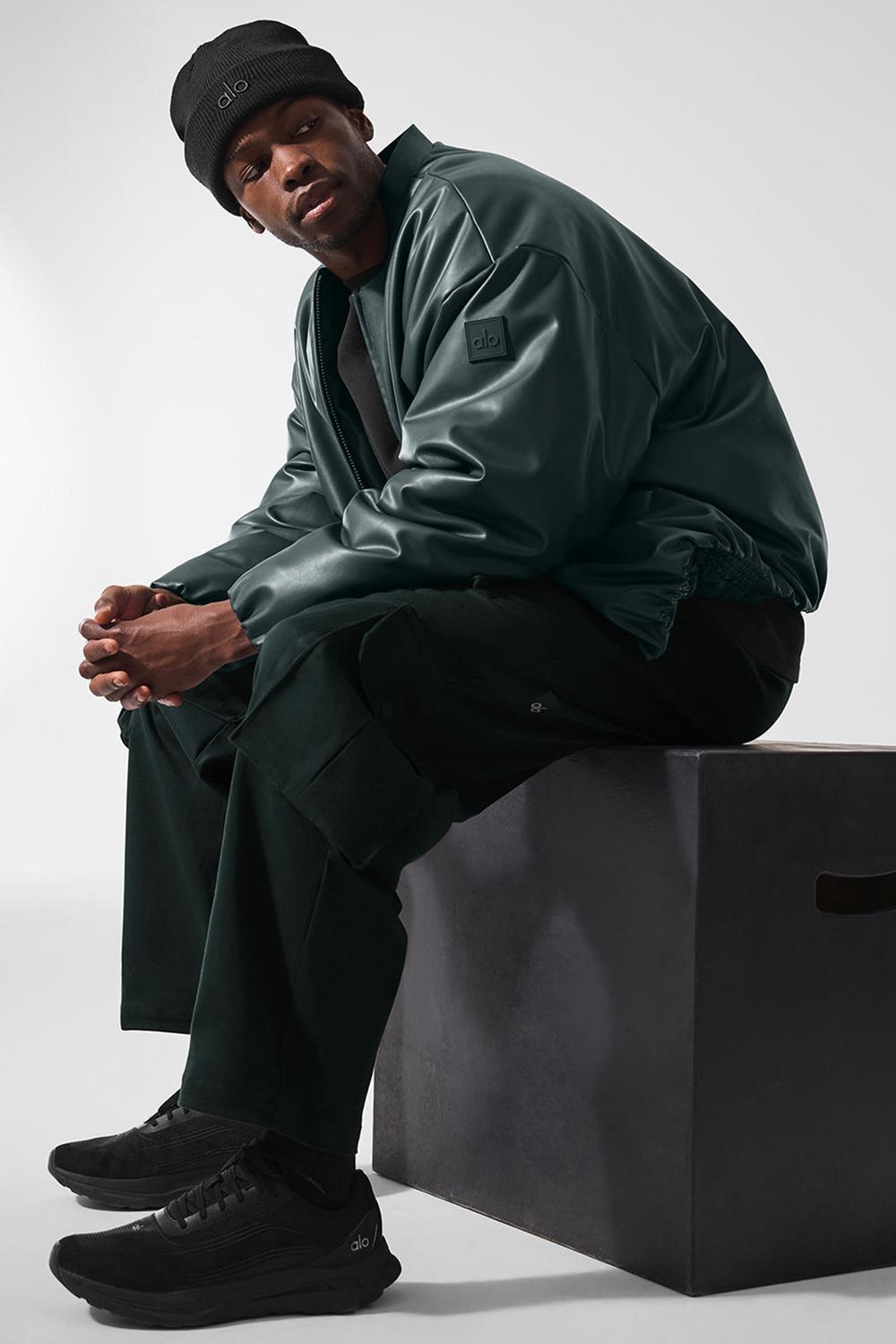 Alo Yoga Faux Leather Premier Miesten Bomber Takki Vihreä | Suomi  7405-PZKOD