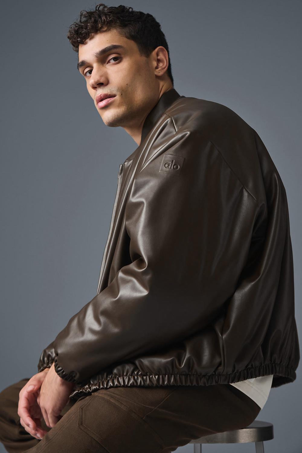 Alo Yoga Faux Leather Premier Miesten Bomber Takki Espresso | Suomi  7531-ZBVUM