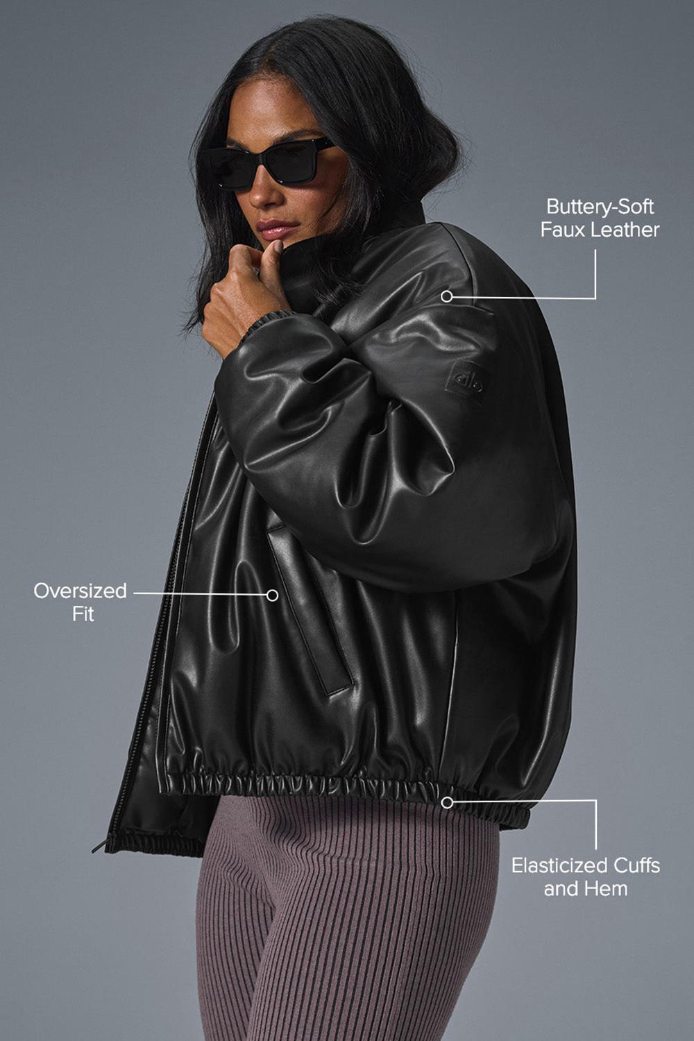 Alo Yoga Faux Leather Premier Naisten Bomber Takki Mustat | Suomi  1653-KEQUW