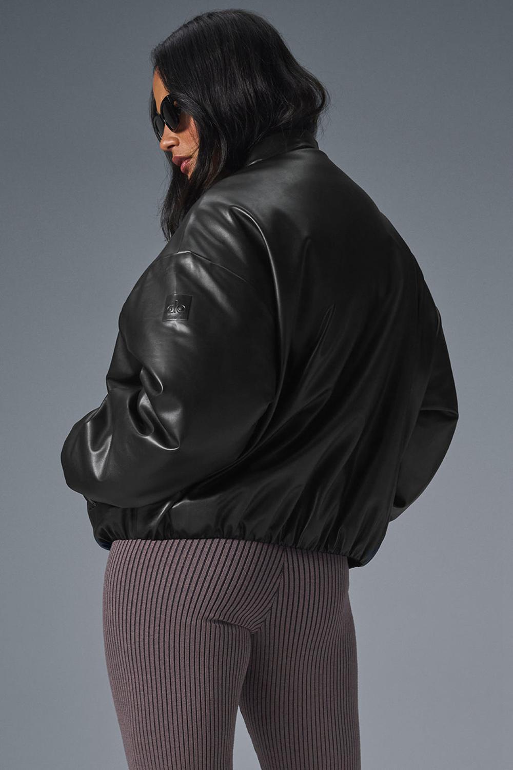 Alo Yoga Faux Leather Premier Naisten Bomber Takki Mustat | Suomi  1653-KEQUW