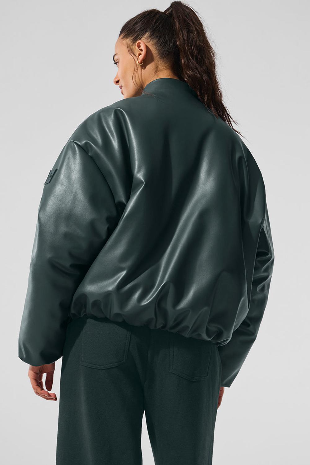 Alo Yoga Faux Leather Premier Naisten Bomber Takki Vihreä | Suomi  9410-YCZNU