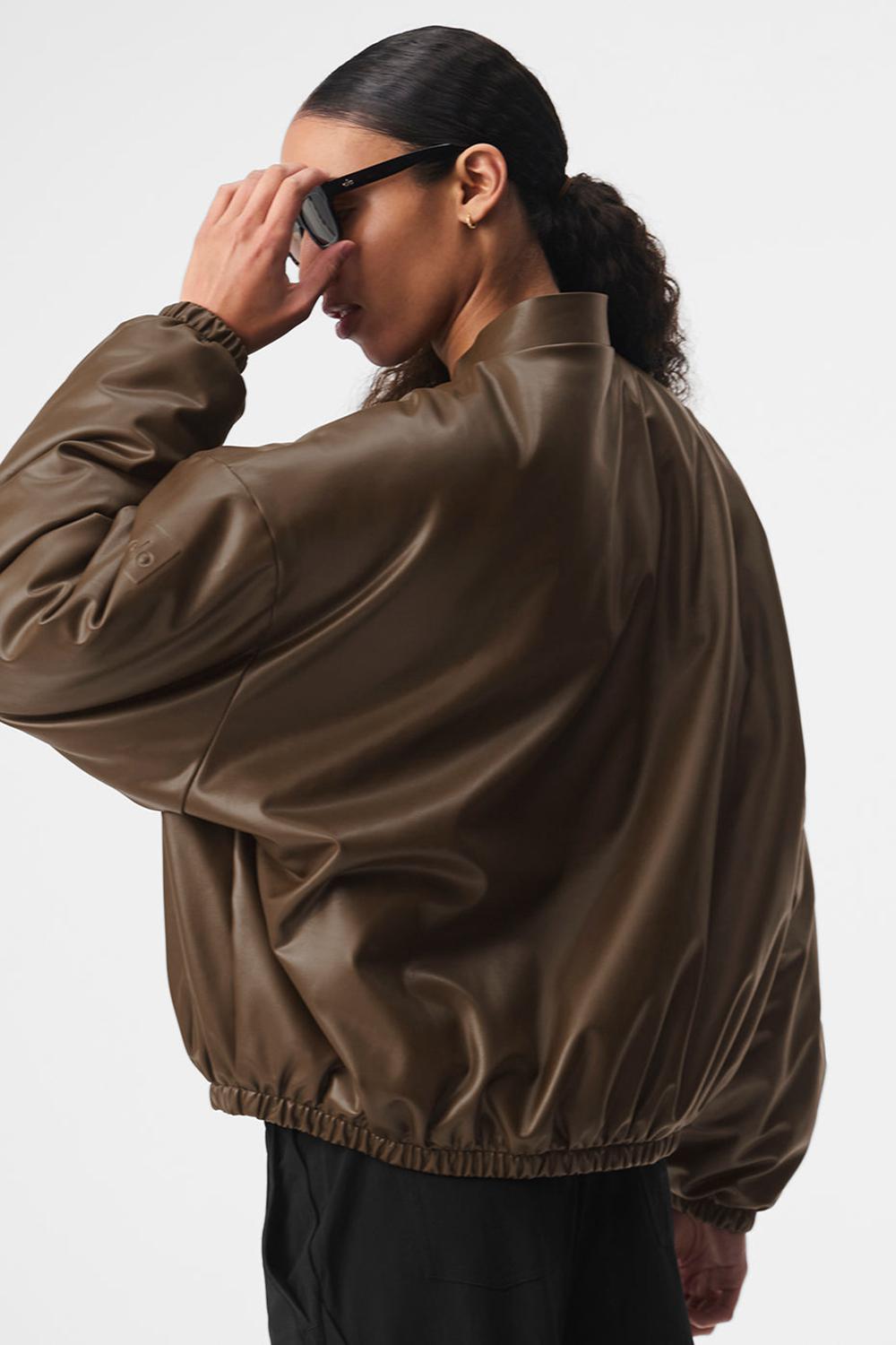 Alo Yoga Faux Leather Premier Naisten Bomber Takki Espresso | Suomi  7951-WOJIR