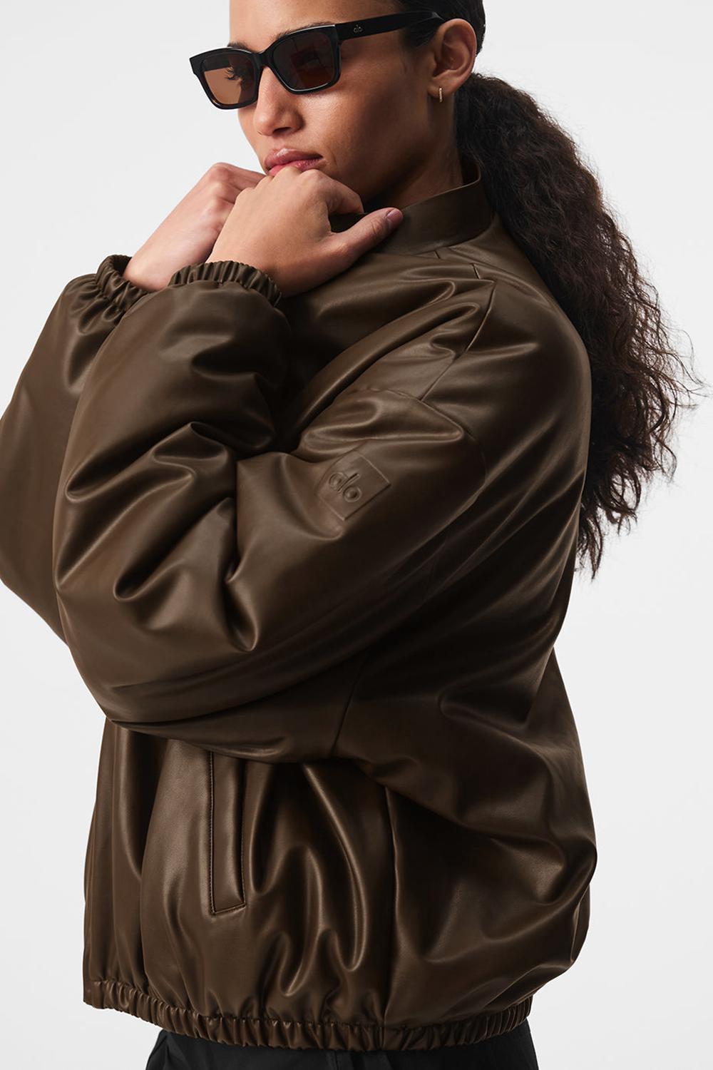 Alo Yoga Faux Leather Premier Naisten Bomber Takki Espresso | Suomi  7951-WOJIR