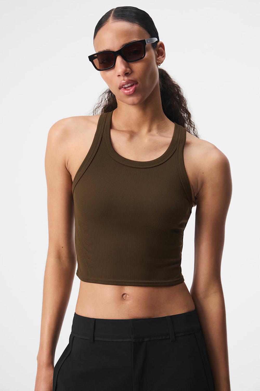 Alo Yoga Goddess Ribbed Go-To Naisten Juoksupaidat Espresso | Suomi  3720-EZSDM