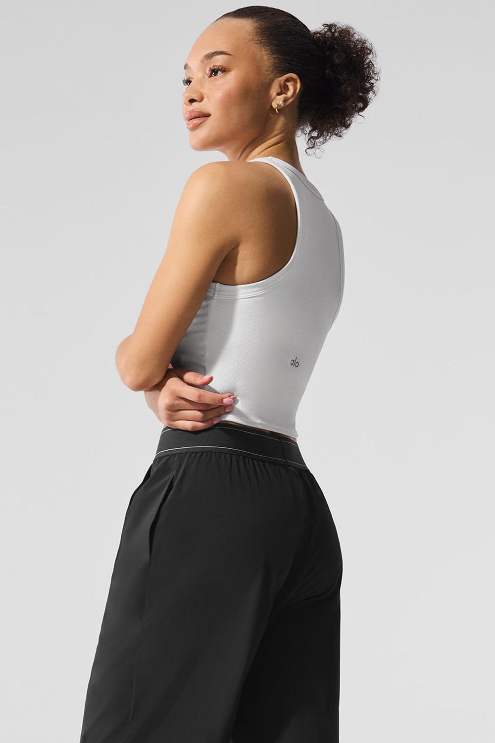 Alo Yoga Goddess Ribbed Go-To Naisten Juoksupaidat Valkoinen | Suomi  9573-ZMVCJ