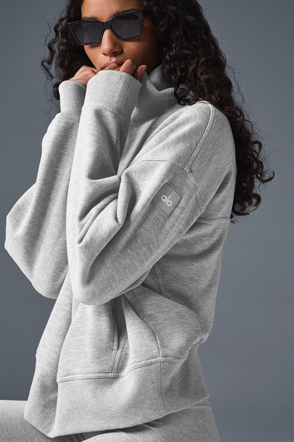 Alo Yoga Hazy Mock Neck Naisten Villapusero Harmaat | Suomi  7934-MEVJH