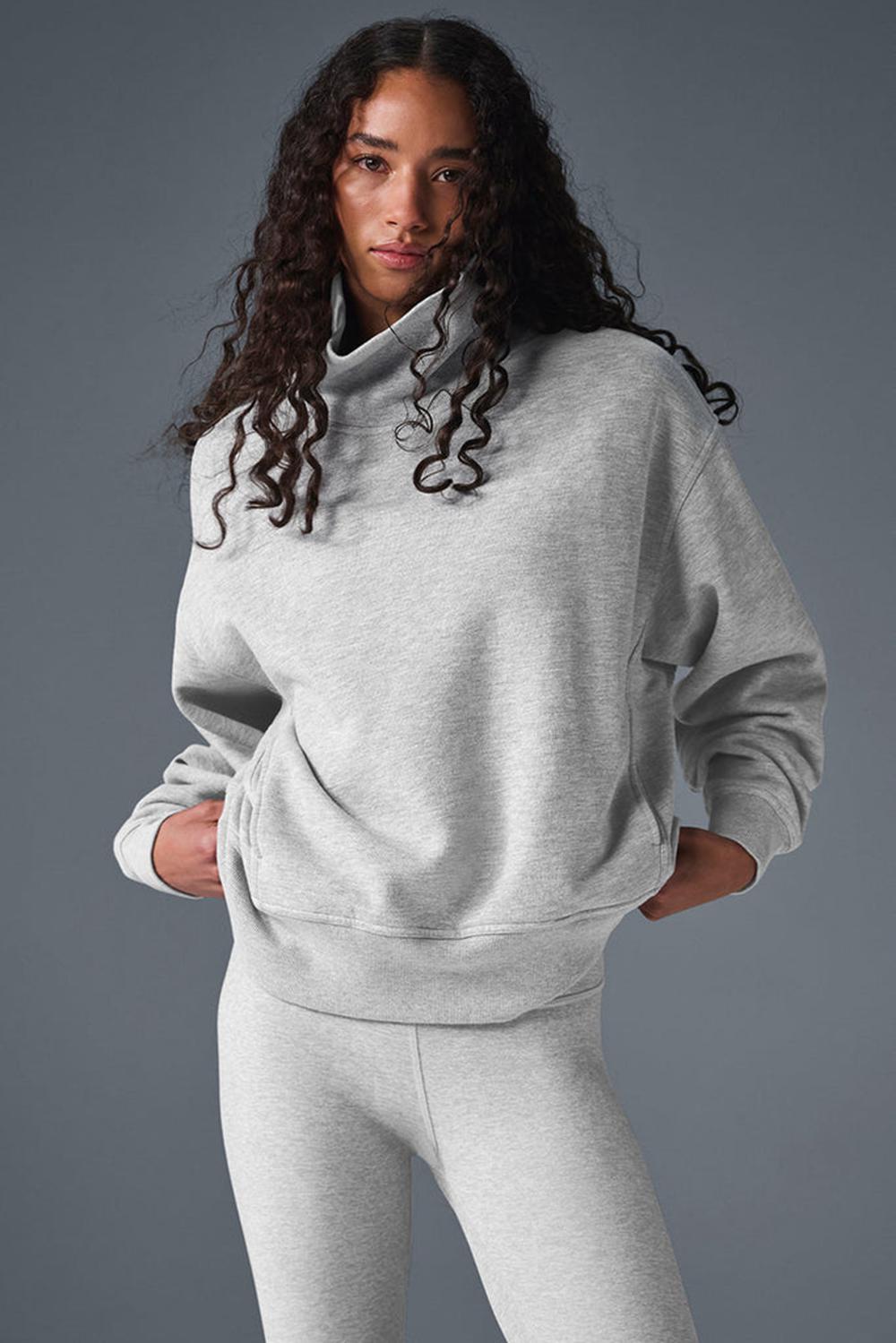 Alo Yoga Hazy Mock Neck Naisten Villapusero Harmaat | Suomi  7934-MEVJH