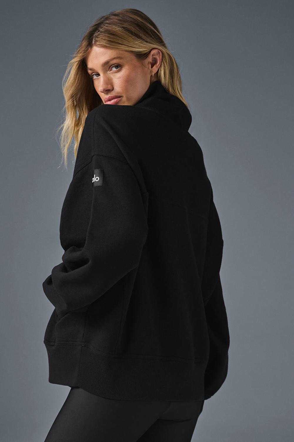 Alo Yoga Hazy Mock Neck Naisten Villapusero Mustat | Suomi  2371-PRDMW