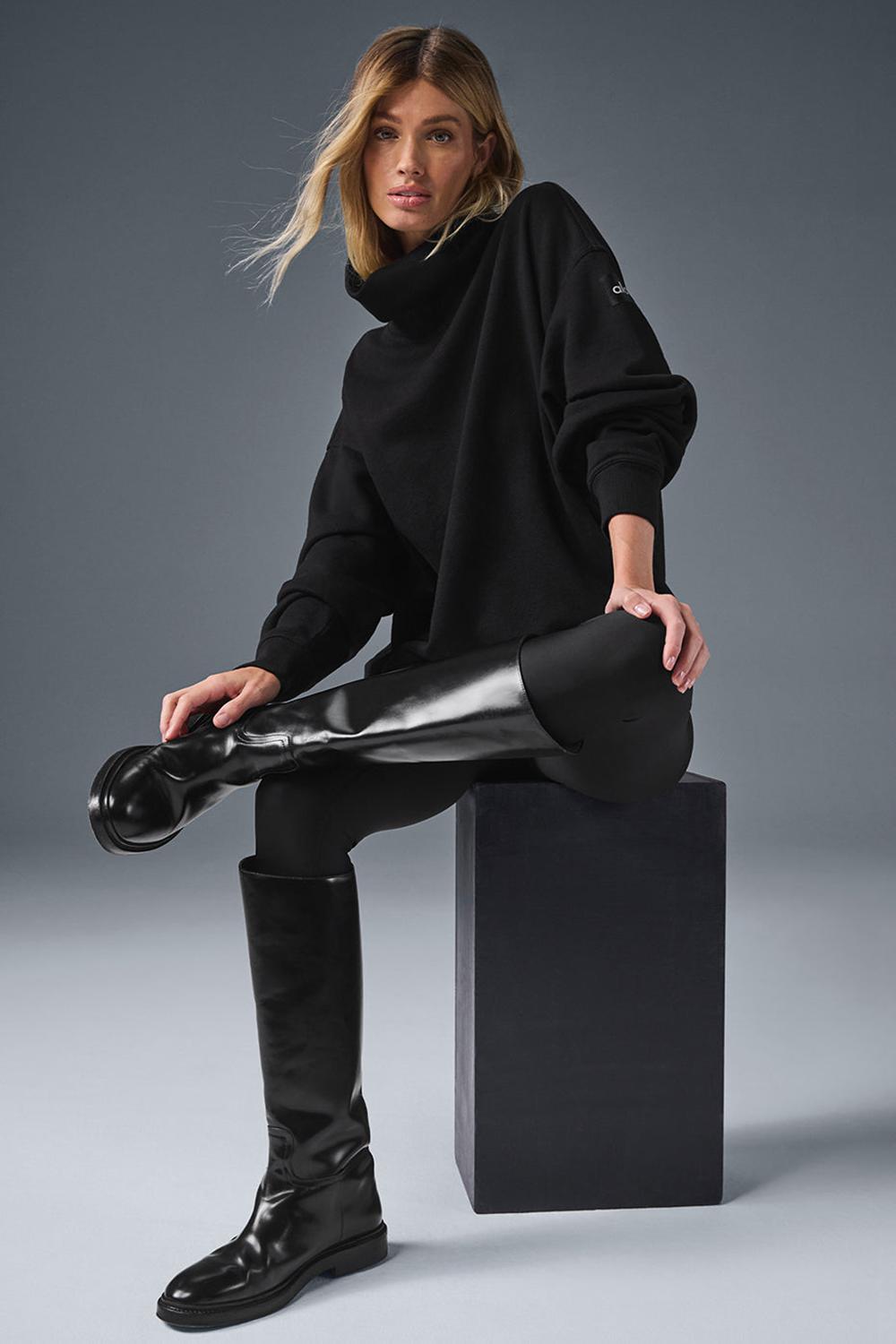 Alo Yoga Hazy Mock Neck Naisten Villapusero Mustat | Suomi  2371-PRDMW