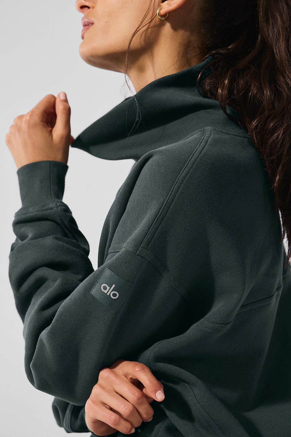 Alo Yoga Hazy Mock Neck Naisten Villapusero Vihreä | Suomi  9802-SKROE