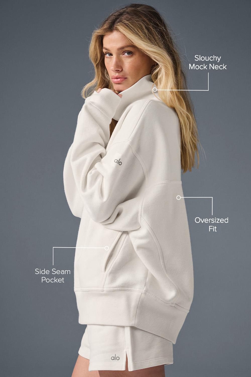 Alo Yoga Hazy Mock Neck Naisten Villapusero Ivory | Suomi  7931-STEZJ