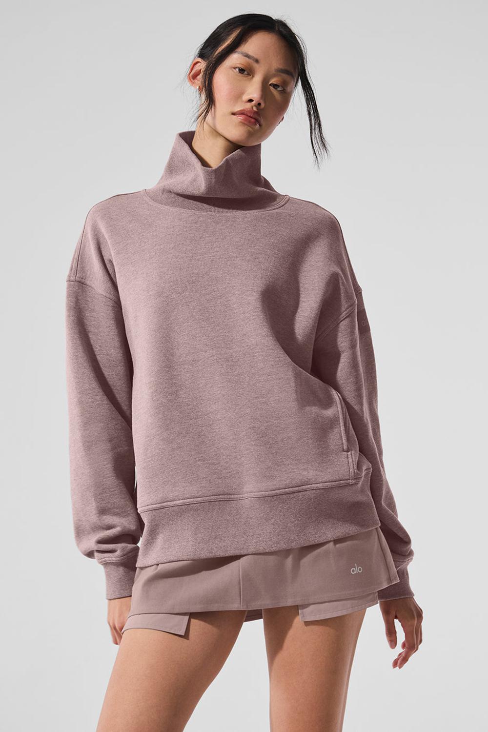Alo Yoga Hazy Mock Neck Naisten Villapusero Mushroom Heather | Suomi  6495-REKBN