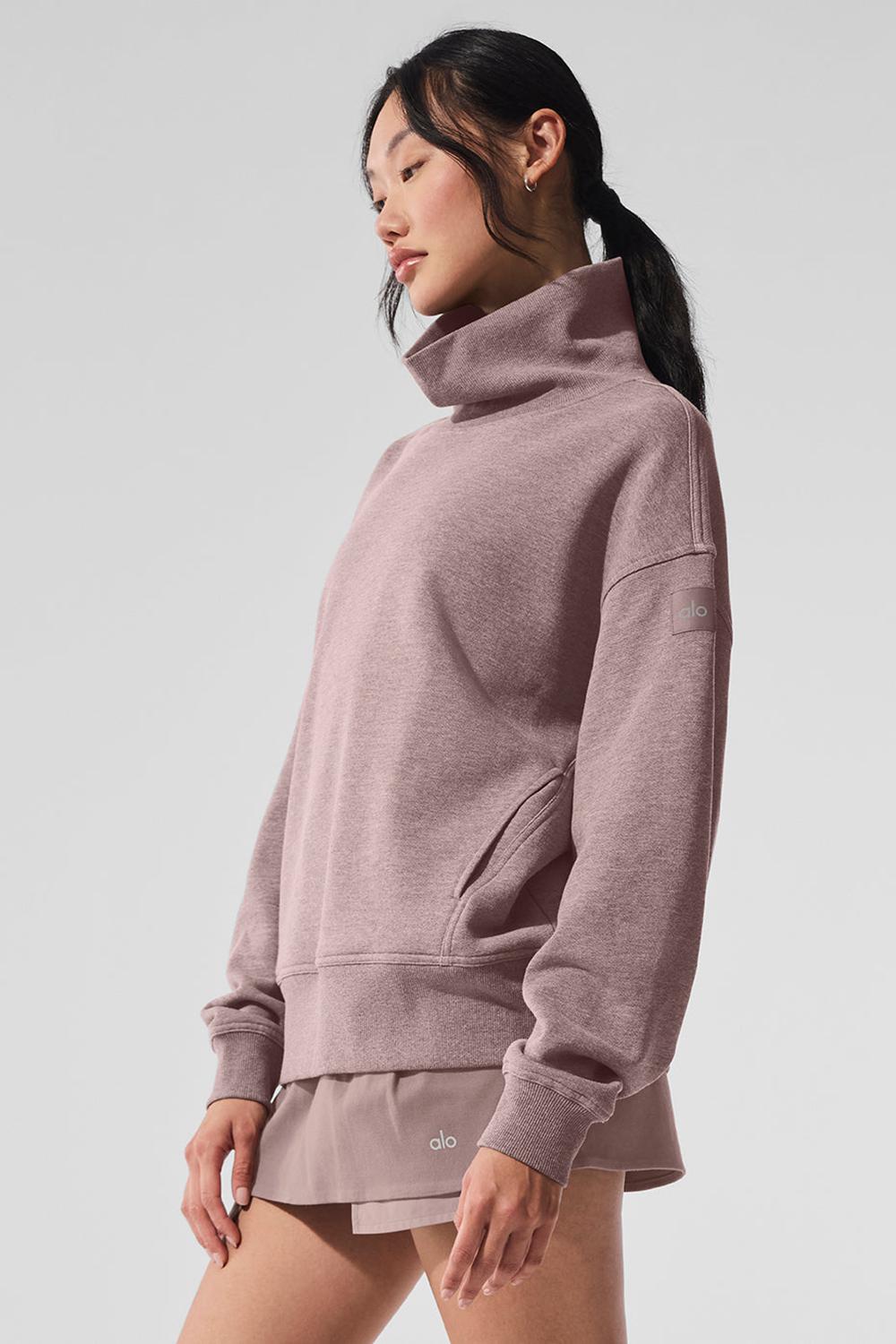Alo Yoga Hazy Mock Neck Naisten Villapusero Mushroom Heather | Suomi  6495-REKBN