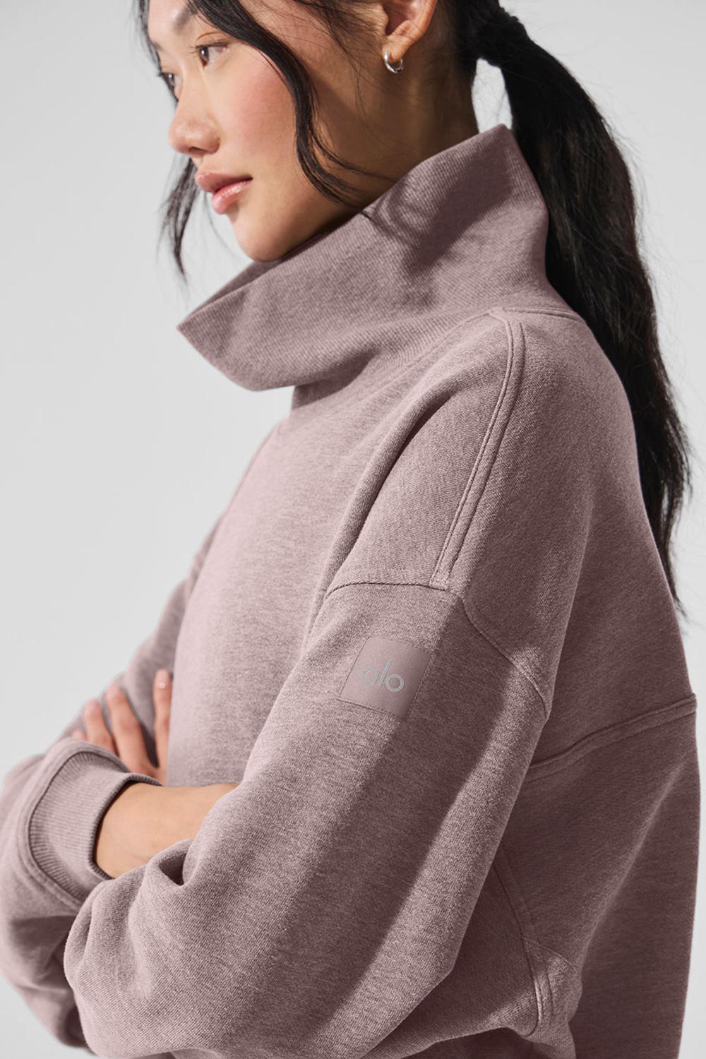 Alo Yoga Hazy Mock Neck Naisten Villapusero Mushroom Heather | Suomi  6495-REKBN