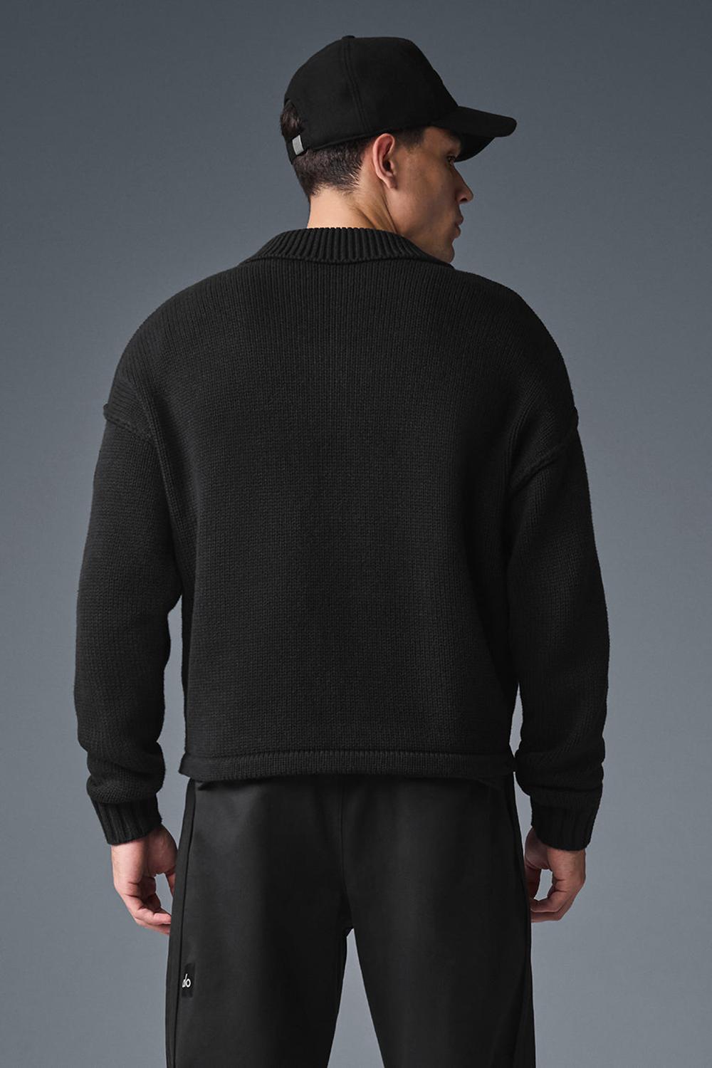 Alo Yoga Heritage Full Zip Miesten Neulepuserot Mustat | Suomi  9563-CAIQX