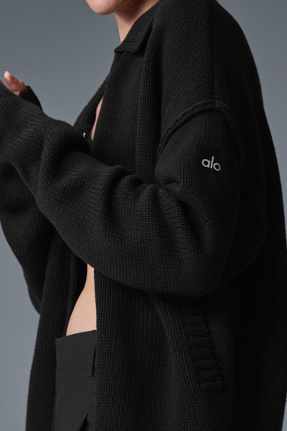 Alo Yoga Heritage Full Zip Naisten Neulepuserot Mustat | Suomi  8206-AUCMZ