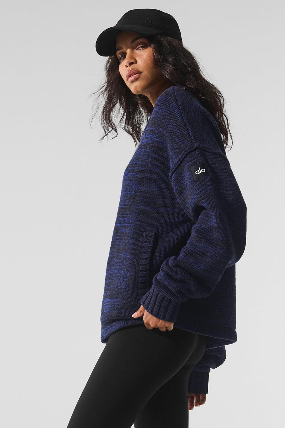 Alo Yoga Heritage Full Zip Naisten Neulepuserot Laivastonsininen | Suomi  6491-SRHDV
