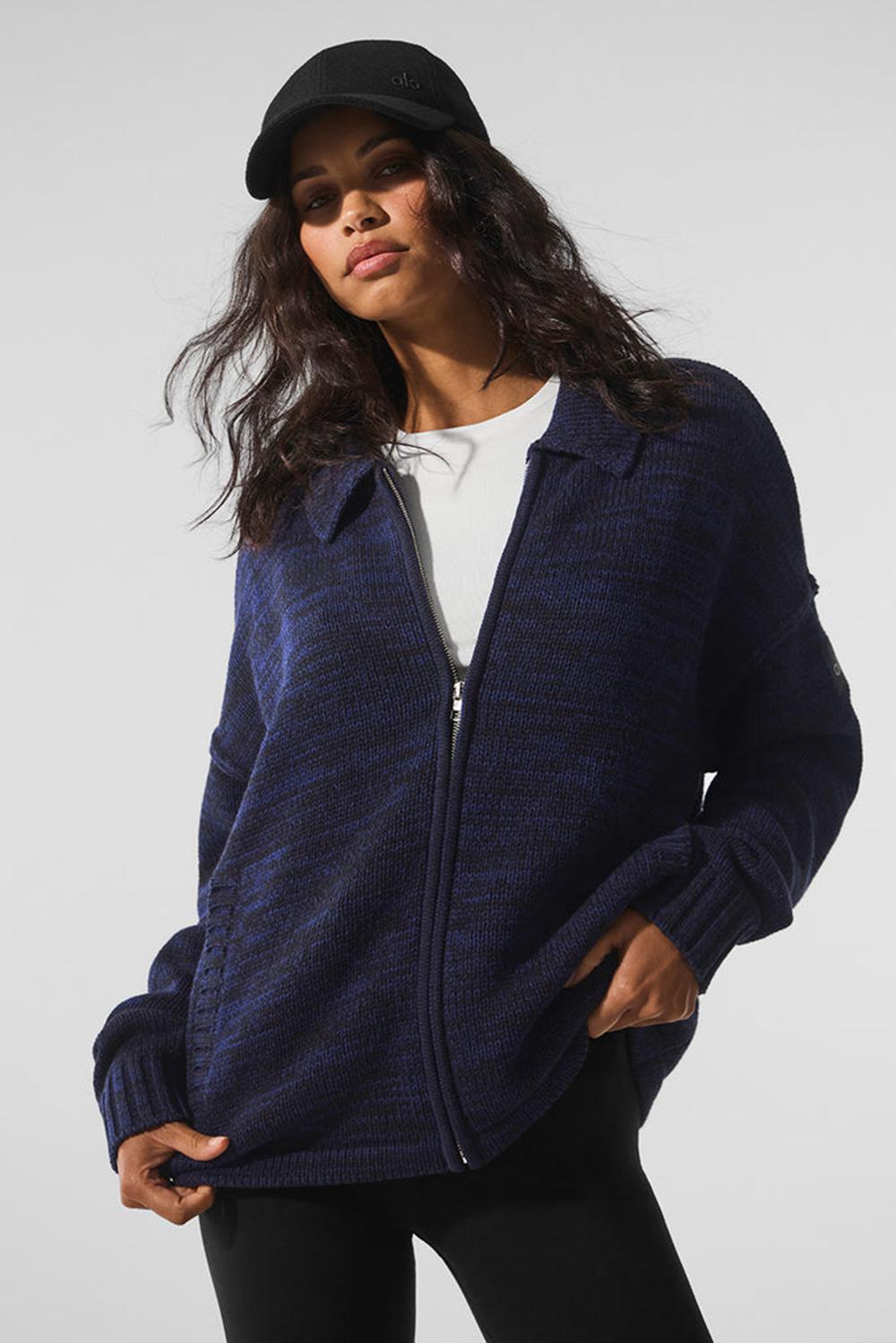 Alo Yoga Heritage Full Zip Naisten Neulepuserot Laivastonsininen | Suomi  6491-SRHDV