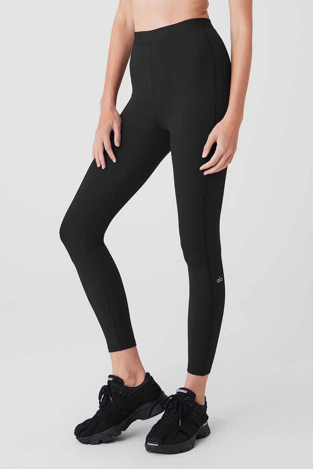 Alo Yoga High-Waist 7/8 Run It Back Naisten Leggings Mustat | Suomi  1385-ZDOFE