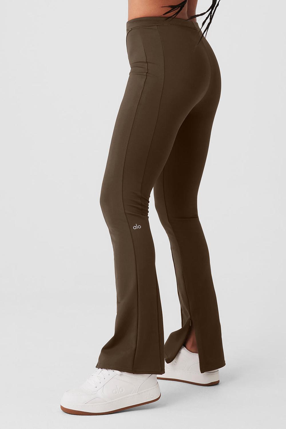 Alo Yoga High-Waist 7/8 Zip It Flare Naisten Leggings Espresso | Suomi  2501-ROXPT