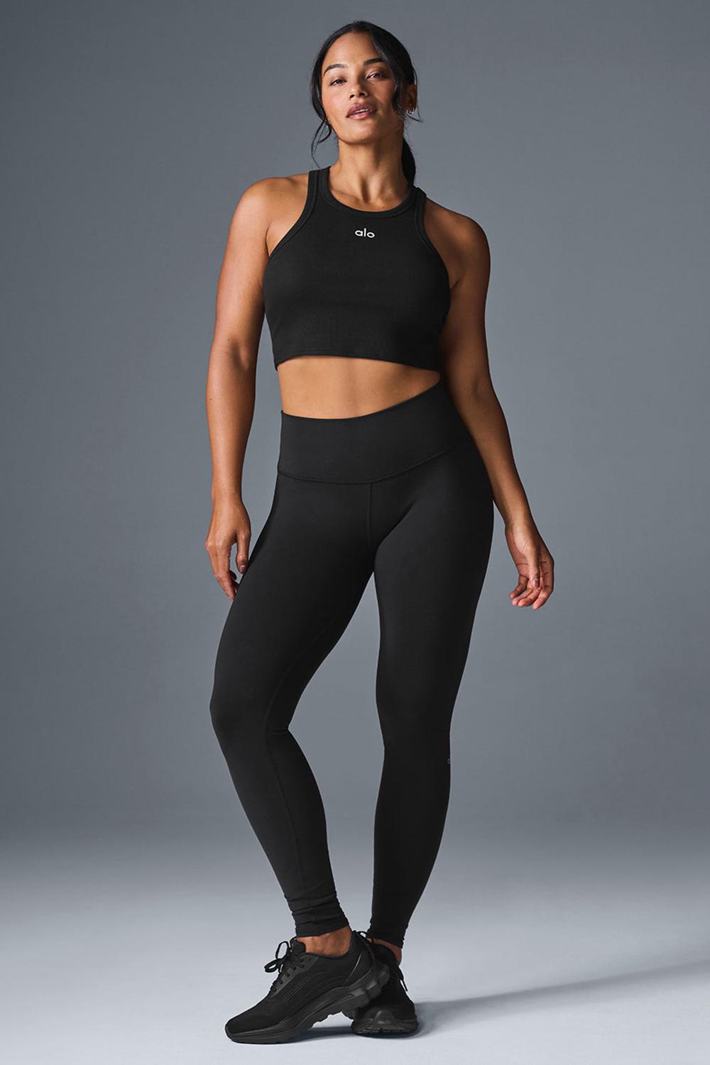 Alo Yoga High-Waist Airbrush Naisten Leggings Mustat | Suomi  7912-VCDEB