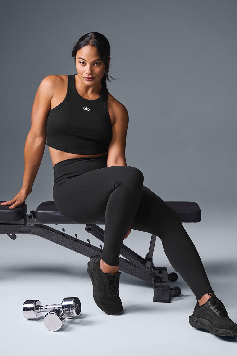 Alo Yoga High-Waist Airbrush Naisten Leggings Mustat | Suomi  7912-VCDEB