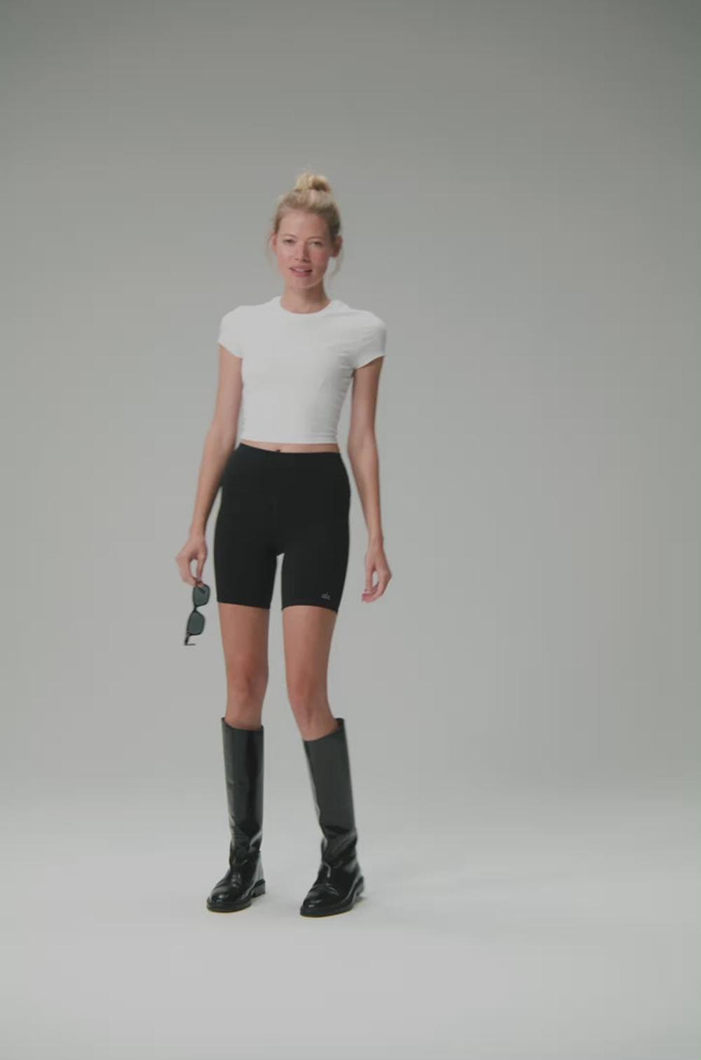 Alo Yoga High-Waist Biker Naisten Shortsit Valkoinen | Suomi  7951-OAQGC