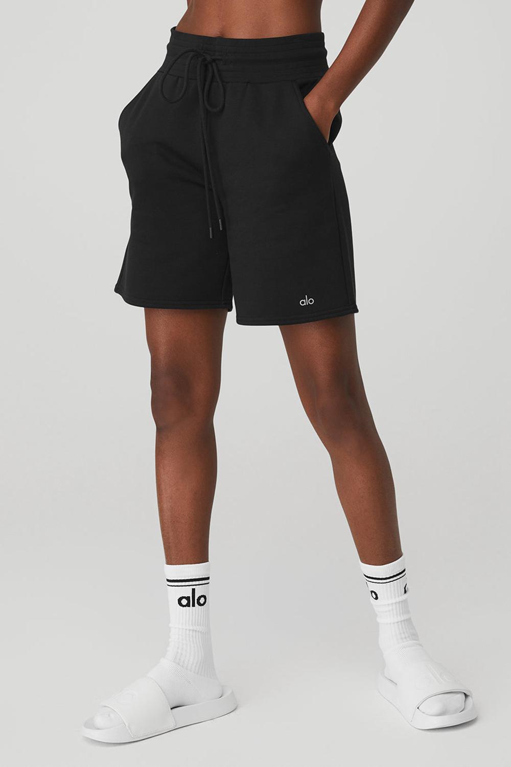 Alo Yoga High-Waist Easy Sweat Naisten Shortsit Mustat | Suomi  3195-FEXMW