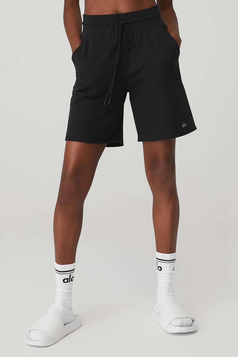 Alo Yoga High-Waist Easy Sweat Naisten Shortsit Mustat | Suomi  3195-FEXMW