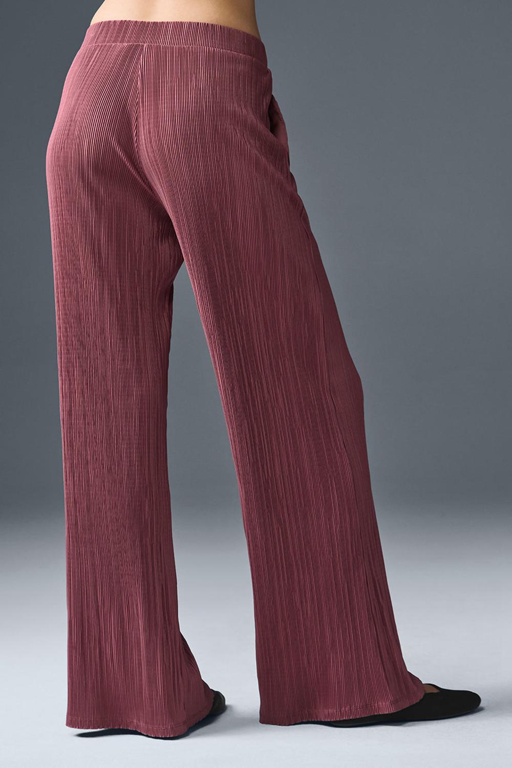 Alo Yoga High-Waist Micro Plisse Straight Leg Naisten Housut Viininpunainen | Suomi  4536-OEKLN