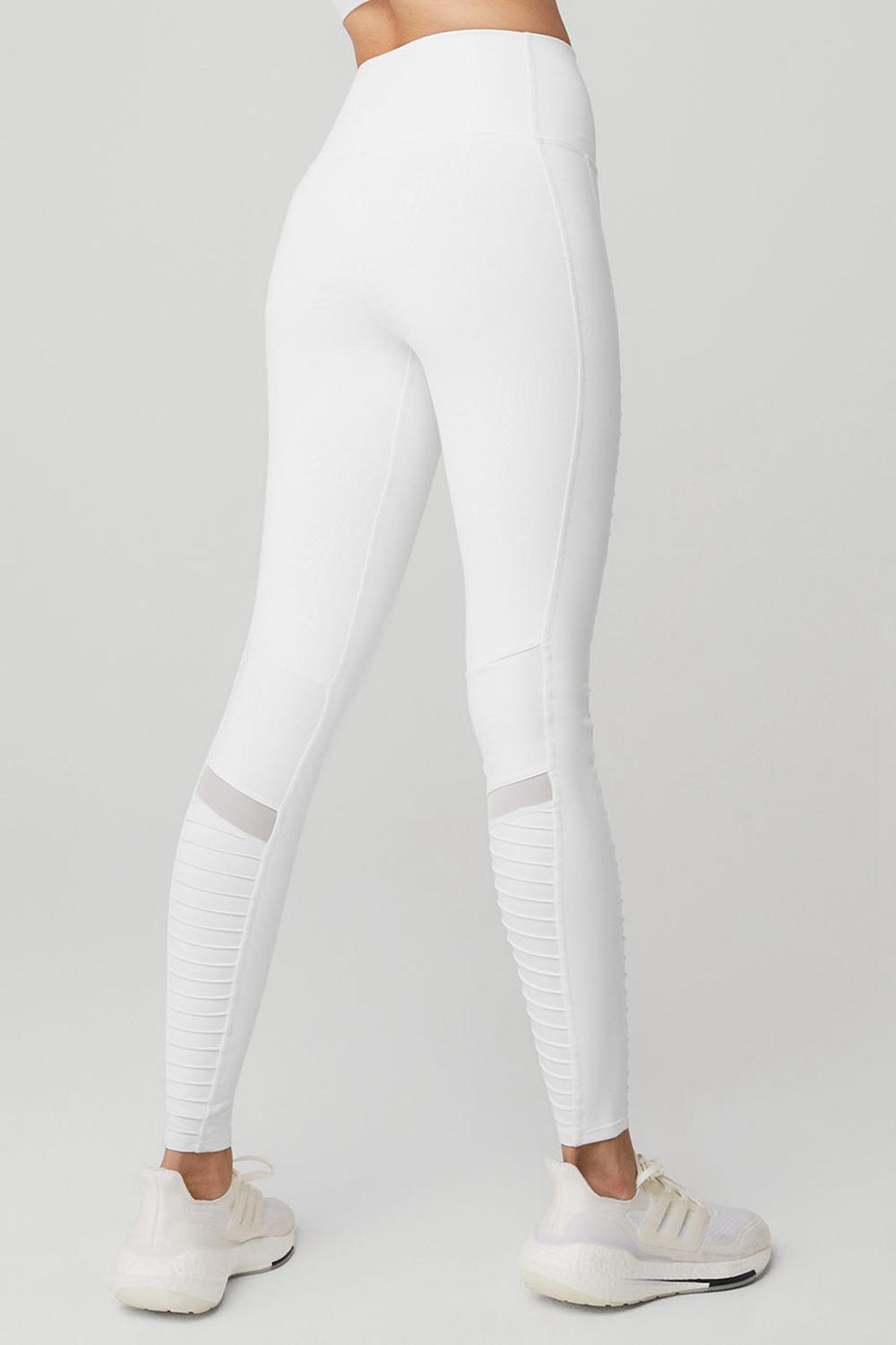 Alo Yoga High-Waist Moto Naisten Leggings Valkoinen Valkoinen | Suomi  1240-DEQHP