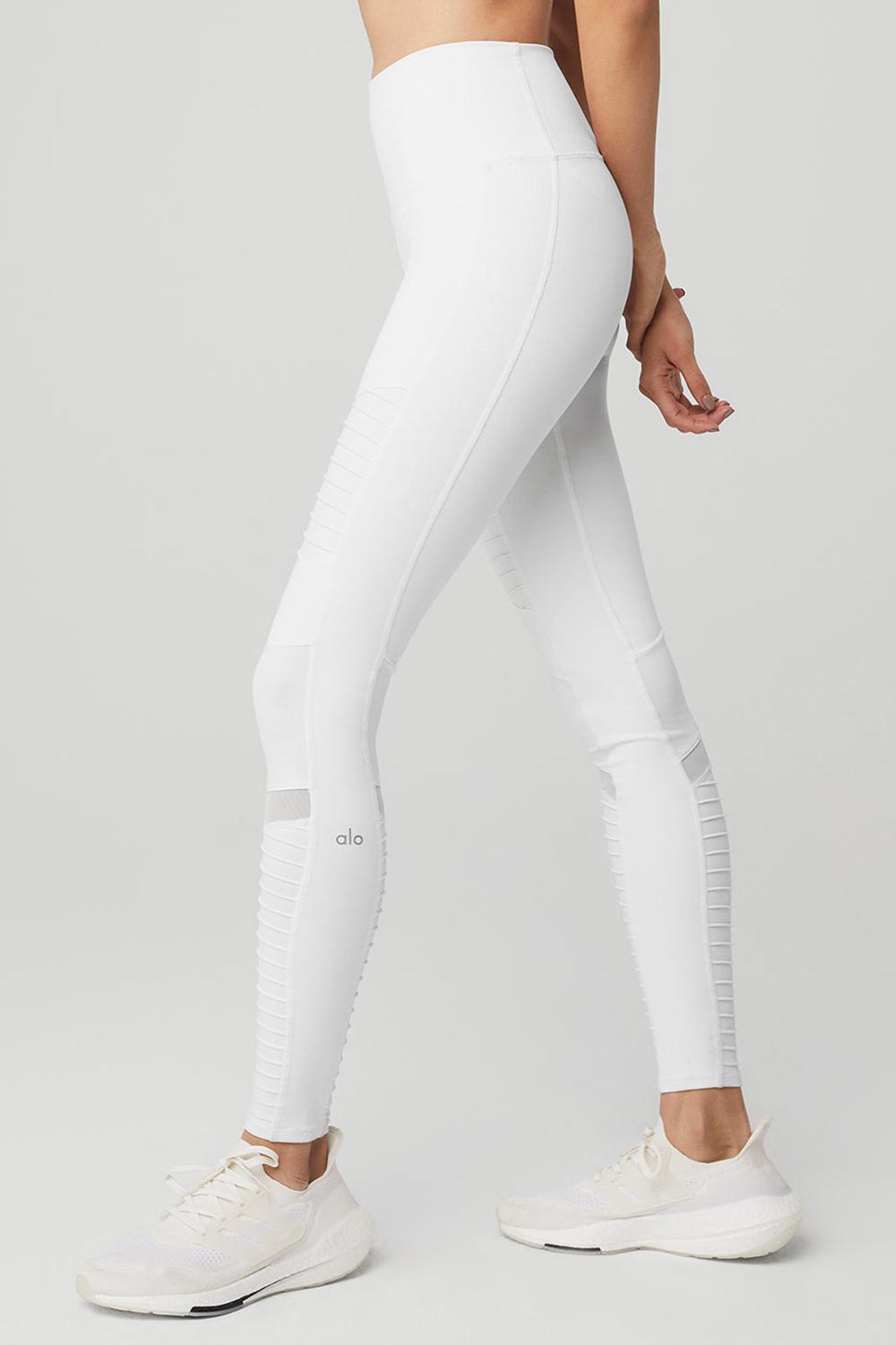 Alo Yoga High-Waist Moto Naisten Leggings Valkoinen Valkoinen | Suomi  1240-DEQHP